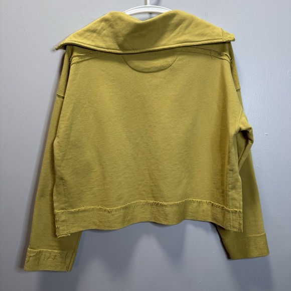C&C California Sweatshirt Cropped SZ L Mustard Yellow Long Sleeves 100% Cotton - Picture 7 of 8